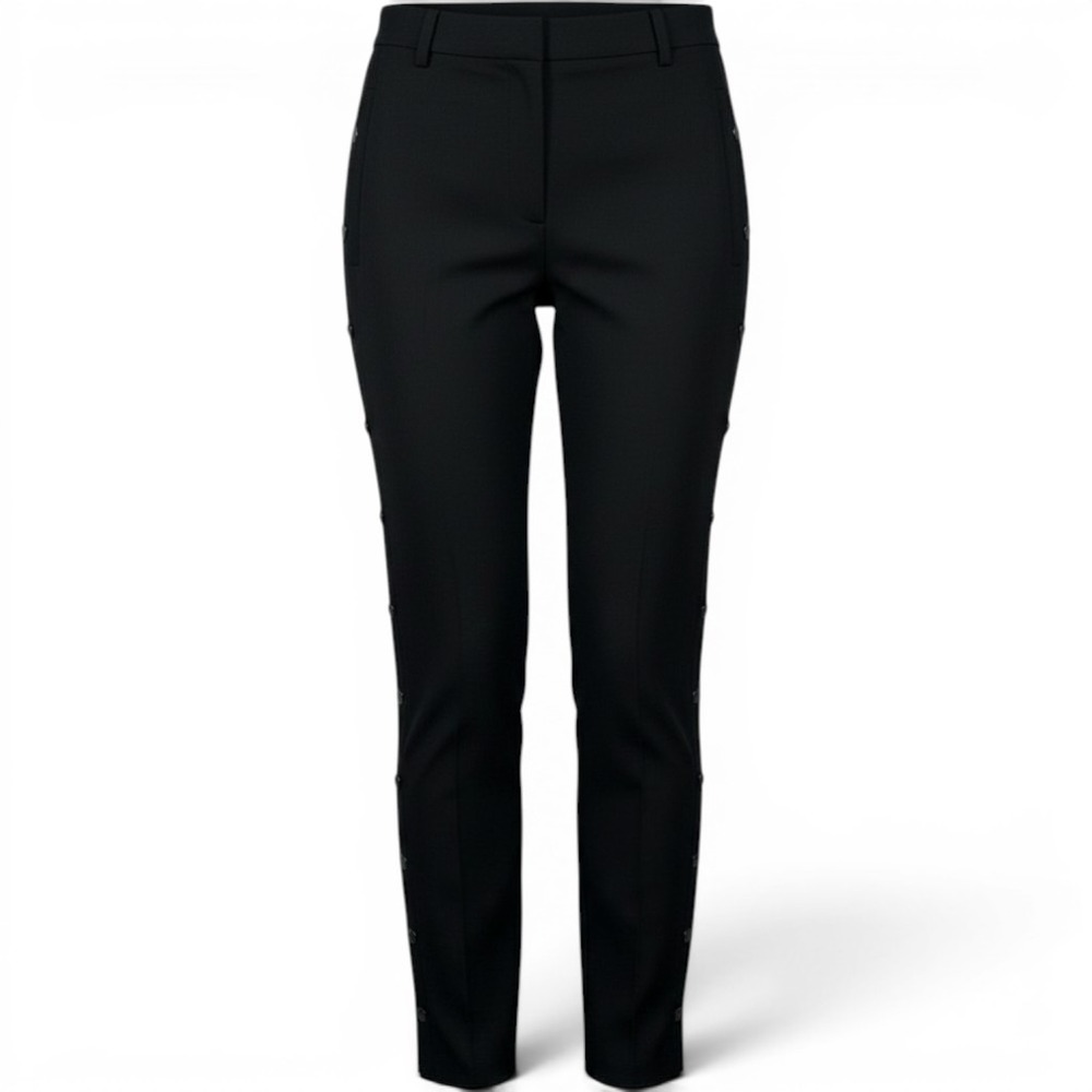 Tibi Black Snap Away Pants Slim Fit Ankle Length Trousers Size 4